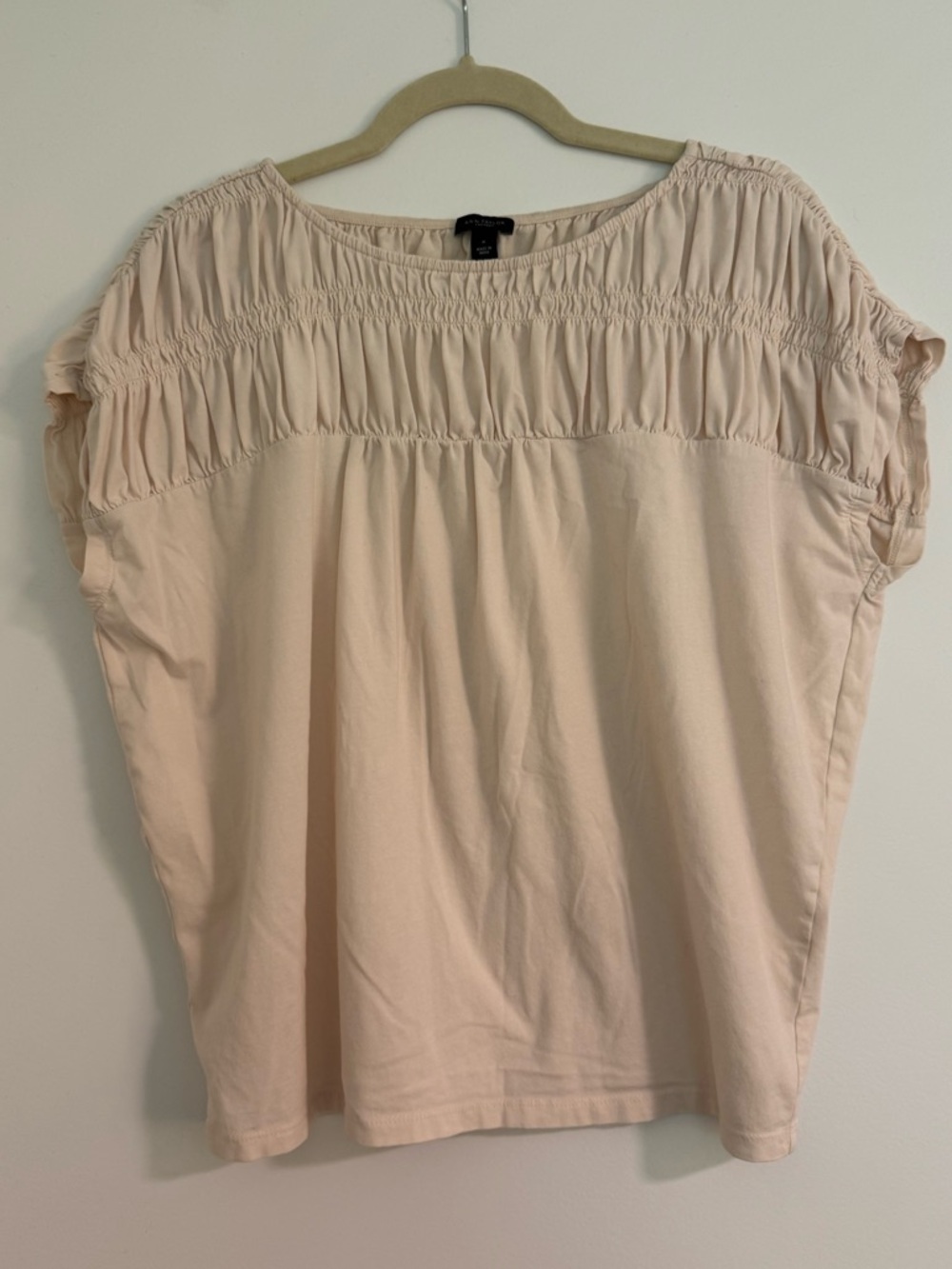 Ann Taylor Factory Blush Smocked Top | Soft Feminine Blouse M